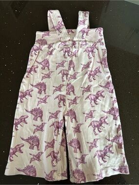 kate quinn Cream Overalls with Purple Dinosaur Print